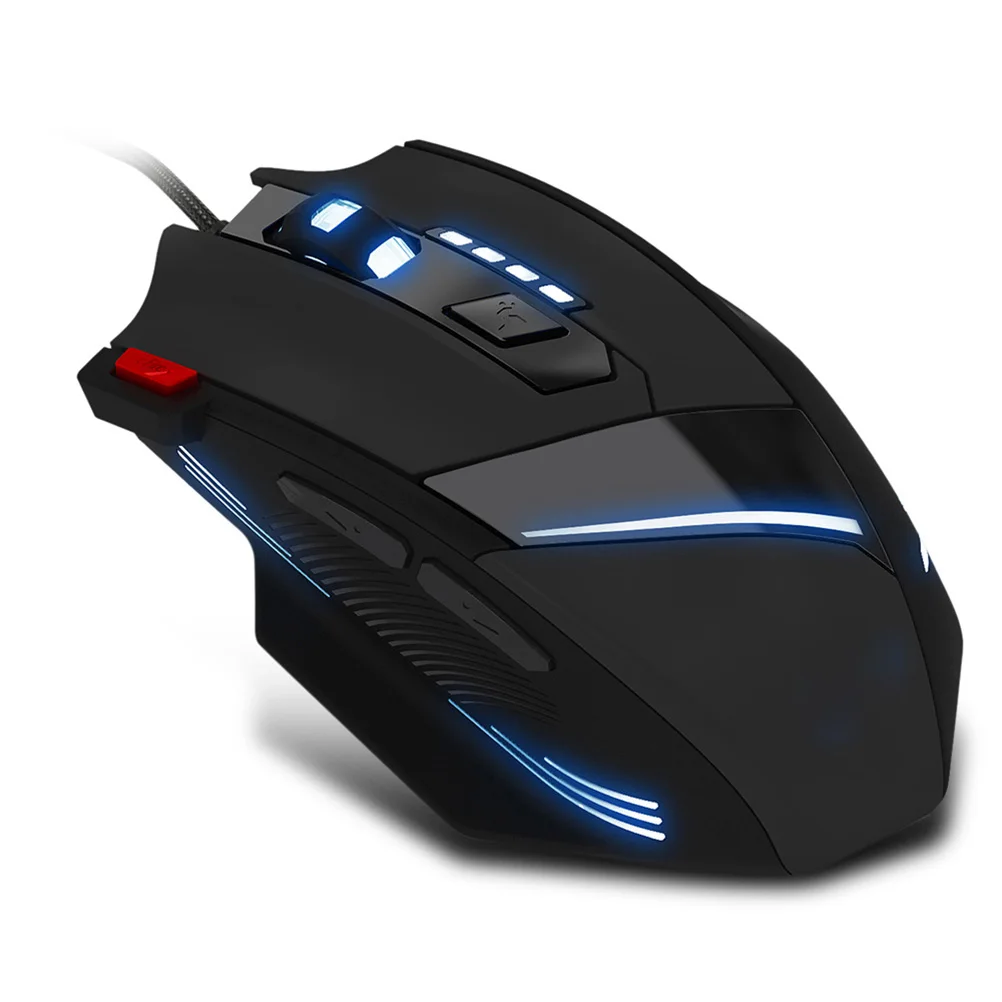 

Проводная оптическая игровая USB-мышь с RGB-подсветкой, 7200 точек на дюйм, эргономичная 7-кнопочная программируемая регулируемая DPI 800-7200 для FPS