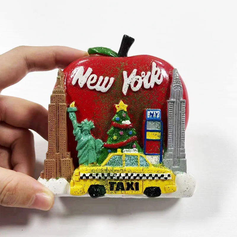 

New York Peace Fruit Building Landscape Fridge Magnet Internet Celebrity 3D Home Decor Magnetic Craft Souvenir