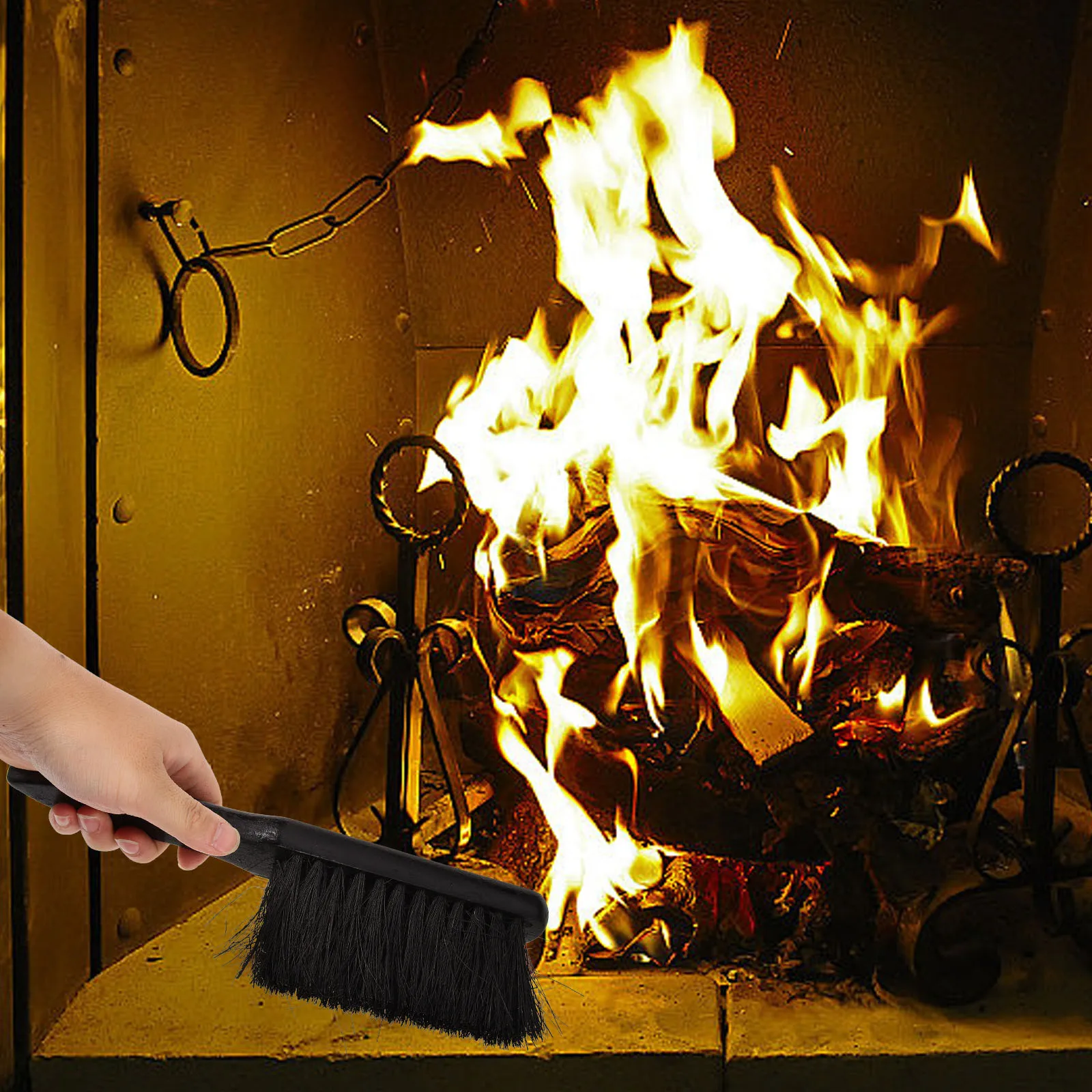 Escova de Limpeza para Lareira 2 Peças, Compacta com Cerdas Densas, Limpador de Cinzas e Carvão para Lareiras, Fogueiras, Grelhas e Armários de Cozinha