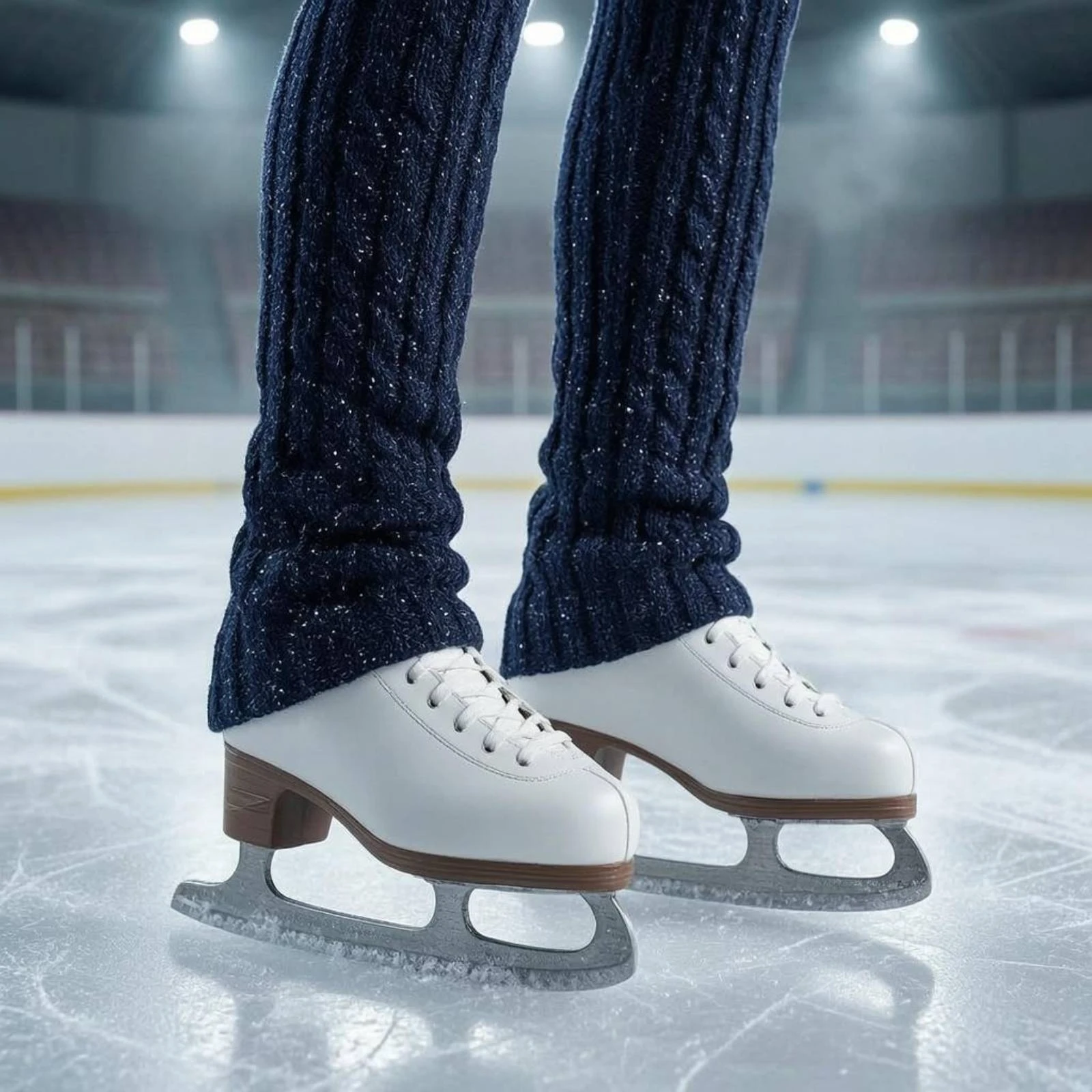 Figure Skating Leg Warmers Knitted Figure Skating Boot Cover Long Knit Leg Warmers Speckled Knit Boot Cover Fluffy