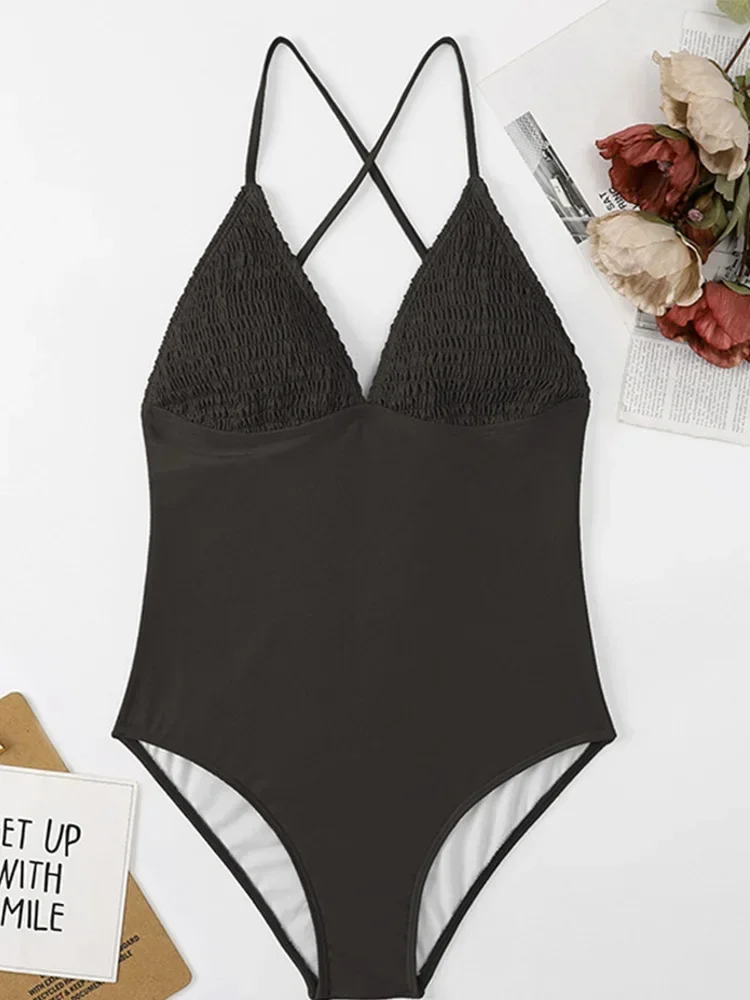 เซ็กซี่ Slim บิกินี่ผู้หญิงชุดว่ายน้ําที่ไม่มีสายหนังเอวสูง Backless Beach บิกินี่ 2025 ฤดูร้อนใหม่ชุดว่ายน้ํา One Piece ชุดว่ายน้ํา