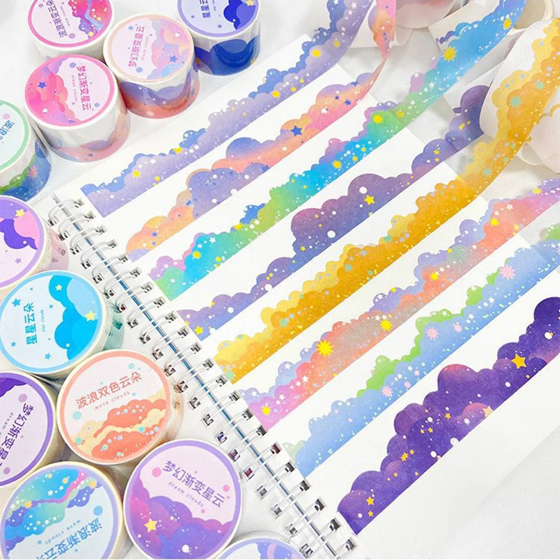 ดาว Washi เทปเกาหลีเครื่องเขียนเมฆ Masking เทปไดอารี่สมุดบันทึกอุปกรณ์ Washitape Scrapbooking ตกแต่งกาวเทป