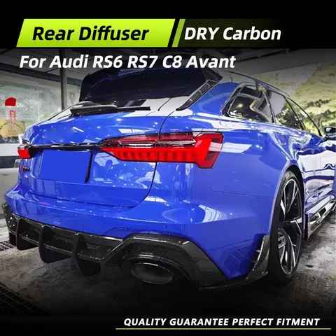 Para-choque traseiro do carro difusor spoiler para audi rs6 rs7 c8 avant 2019-2023 kits de corpo traseiro spoiler divisores protetor de carbono seco