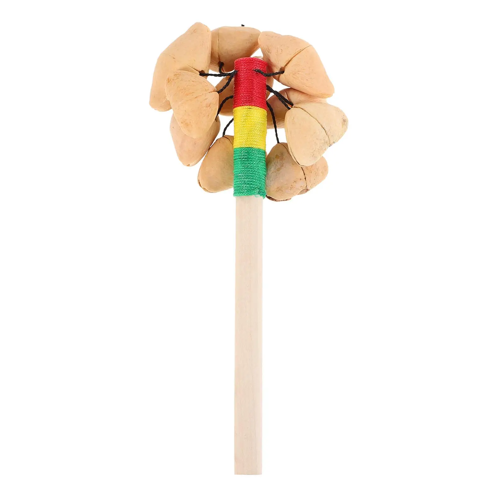 Fruit Shell Hand Rattle Toys Natural Wood Baby Tambourine Rattles Children Musical Instruments Toddler Shake Toys