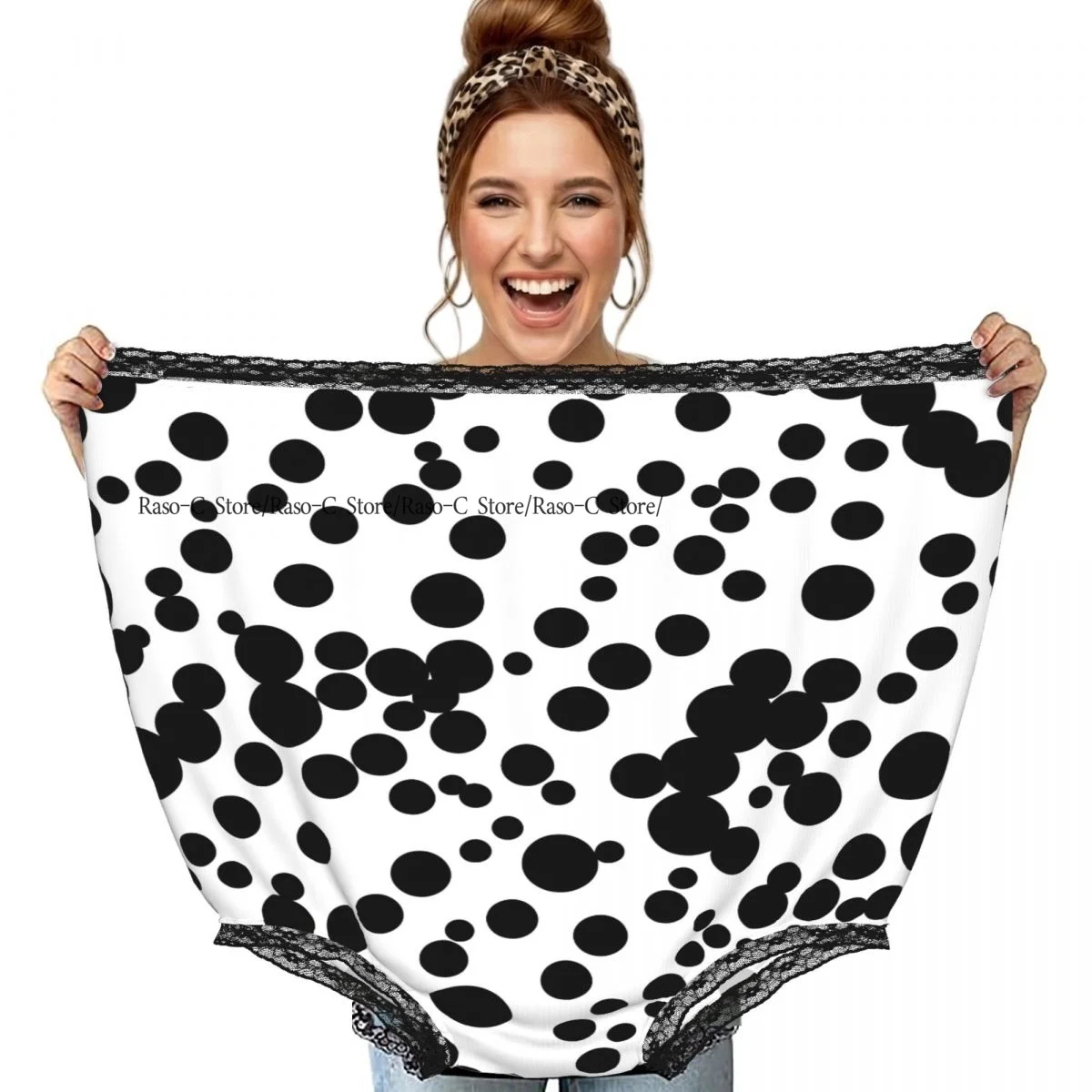 

Party Funny Trick Granny Underwear Humorous Daily Wear Dalmatians Geometric Polka Dot Panties