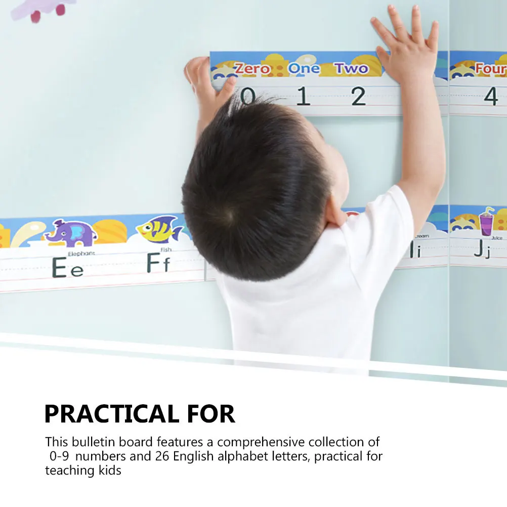1 set tabellone con numeri dell'alfabeto lettere inglesi cifre adesivo decorazione da parete apparecchio didattico per l'aula apprendimento dei bambini