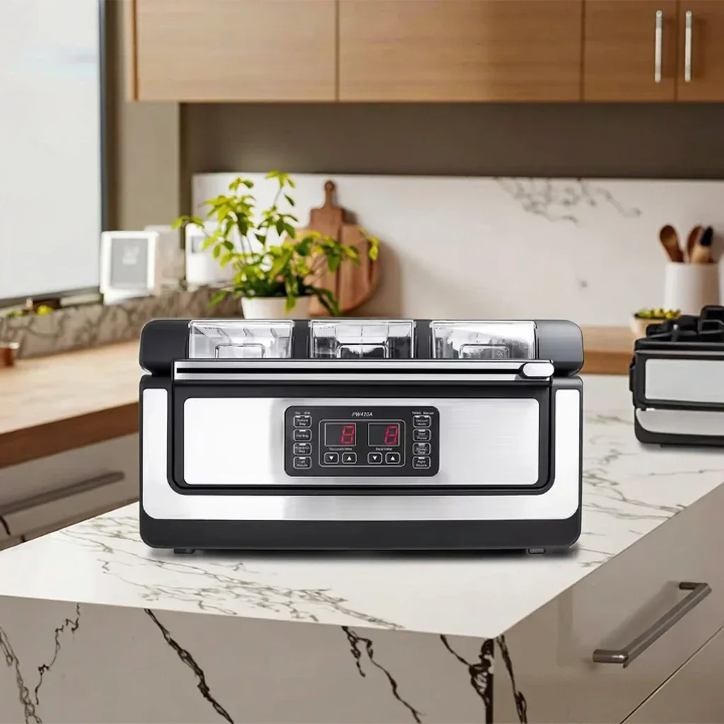 Commercial Electric Vacuum Sealer Machine with Inflatable Function Low Noise for Both Smooth Embossed Bags Household Application