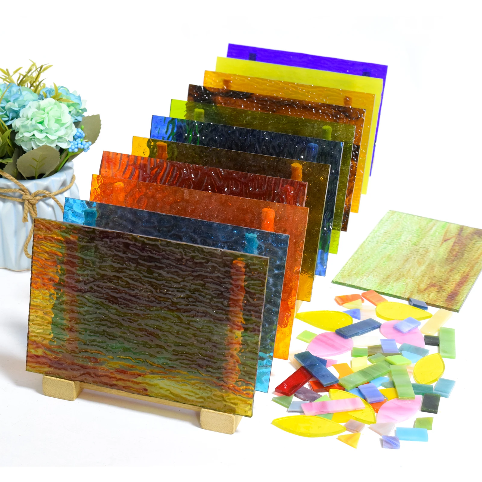 

1 piece of 10X15cm/4x6in mosaic stained glass sheet with transparent texture glass, used for mosaic DIY handmade projects