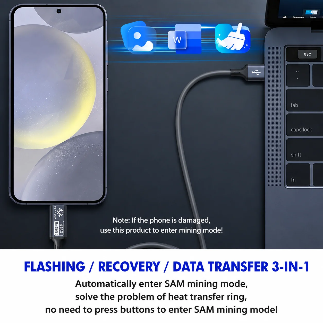 OSS W233 Type C SAM Repair Mining Cable Auto Enter Download Recovery Mode All in One Flashing Data Line for Sam Phone