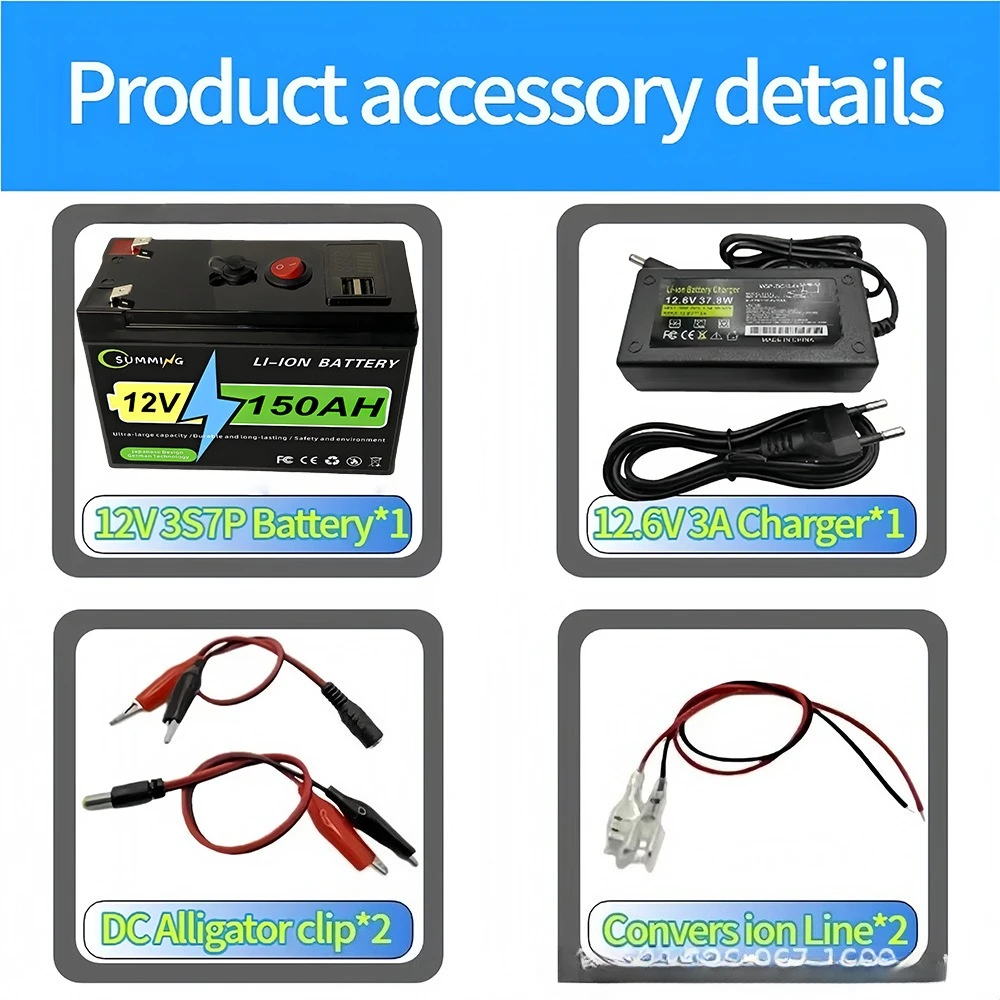 High Quality 12V 150Ah LiFePO4 Battery 4000+ Cycles Deep Cycle BMS for RV Solar Off-Grid Home Storage Marine