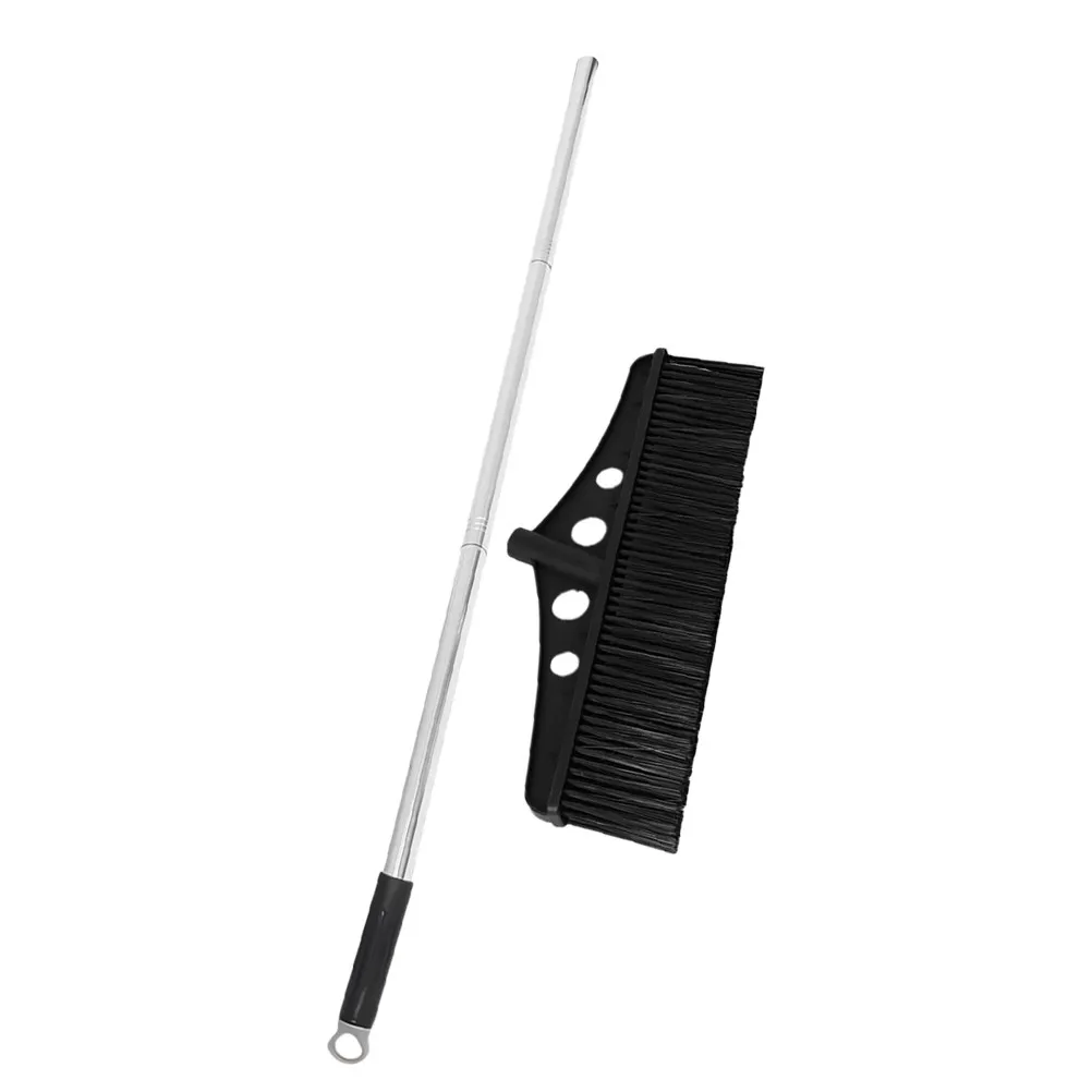 

Wide Detachable Black Garden Sweeper Outdoor Broom Stainless Steel Deck Brush Heavy Duty Sweeping for Courtyard Warehouse Yard