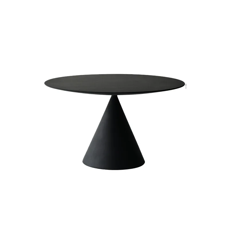 Hourglass dining table household living room white round table modern simple light luxury black fiberglass table