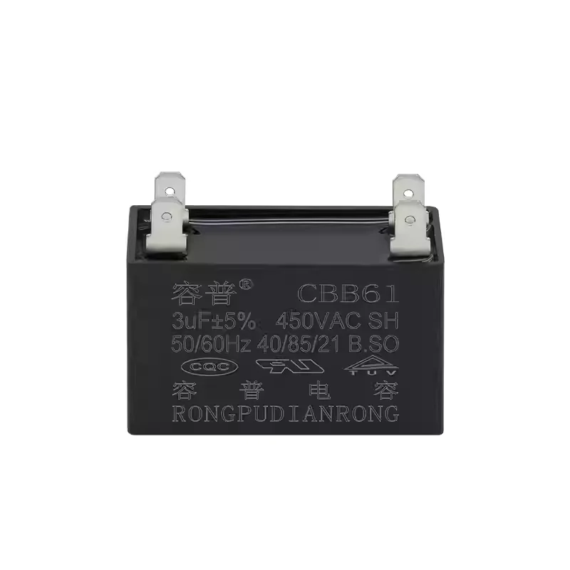 CBB61 air conditioner outdoor fan capacitor 3UF450VAC range hood blower starting capacitor 3UF4 plug-in pin