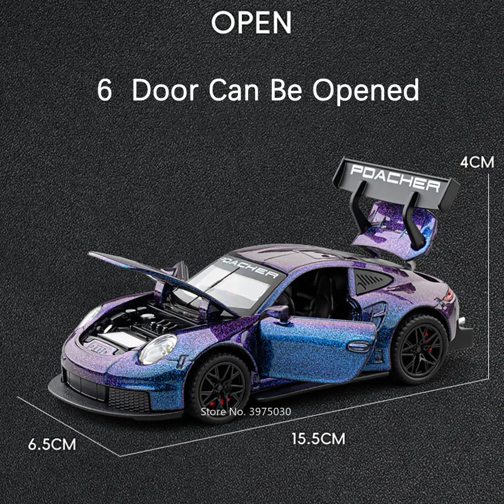 1:32 Legierung Diecast GT3RS Spielzeug Autos Modelle Rad Zurückziehen 4 Türen Geöffnet Supercar mit Licht Sound Sport Auto Kind Erwachsene Geschenke