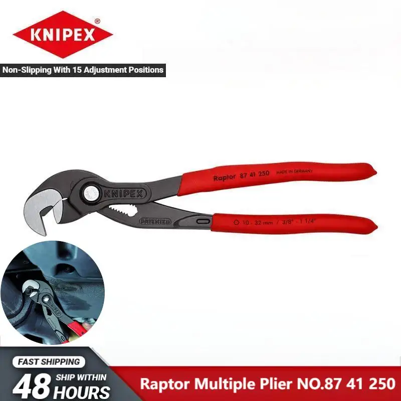 KNIPEX 87 41 250 Raptor Pliers Tool 10 inch Quick Grip Multi-Purpose Sliding Joint Wrench RAP Tool (8741250)