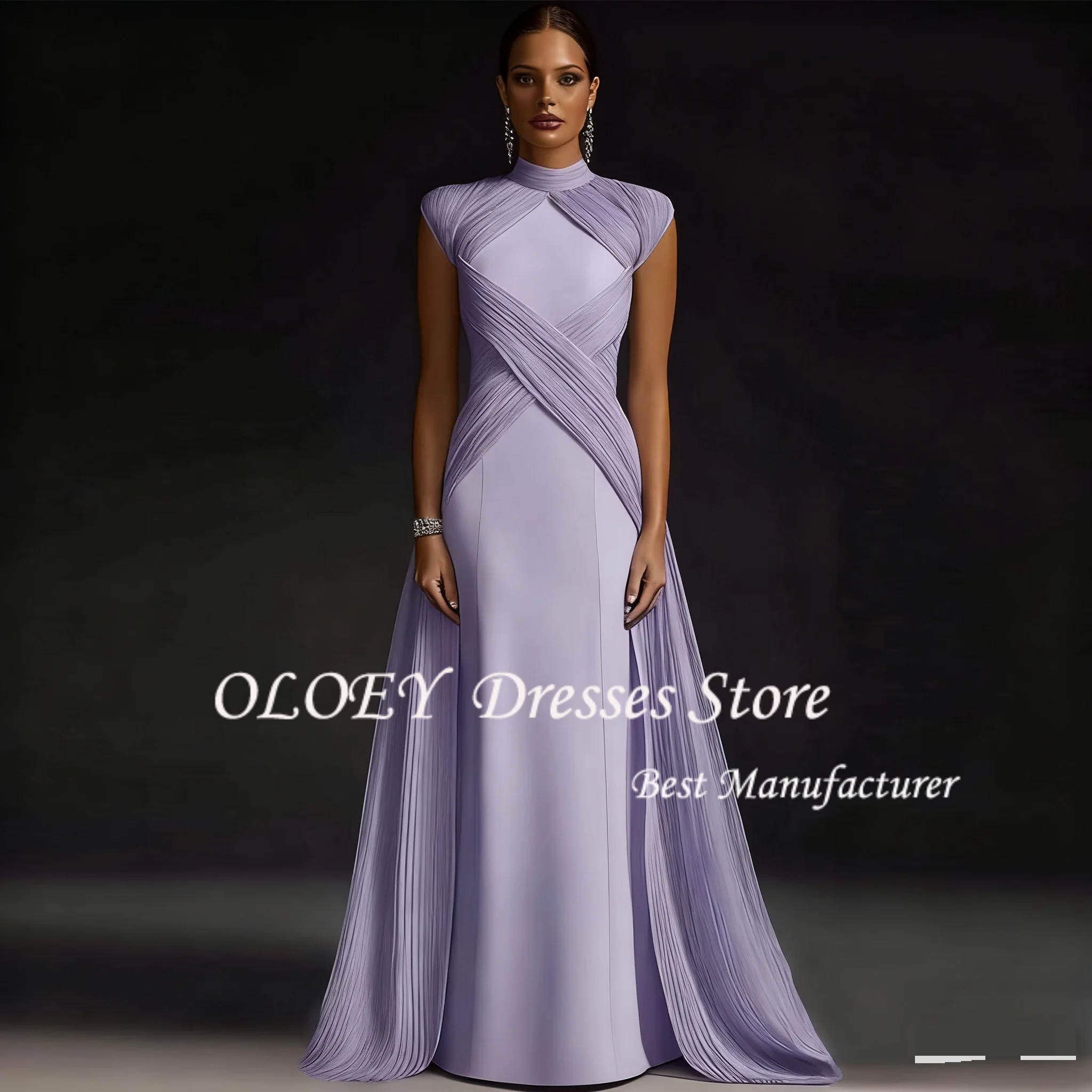 OLOEY 2025, luxuriöses Damen-Abendkleid, hoher Kragen, Flügelärmel, Partykleid, individuelle formelle Kleider für die Hochzeitsfeier