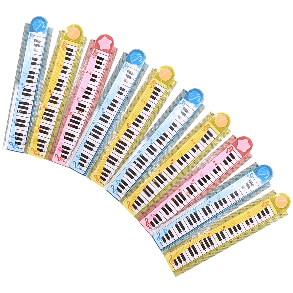 10 Pcs 30cm Piano Ruler Kids Supply Bulk Convenient Plastic Portable Adorable Student Reusable Child Foldable Straight