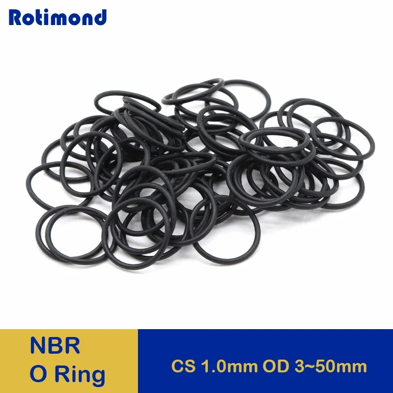 

50/100Pcs Black NBR O Ring Gasket Thickness CS 1.0mm OD 3~50mm Nitrile Rubber O Type ring Corrosion Oil Resist Sealing Washer