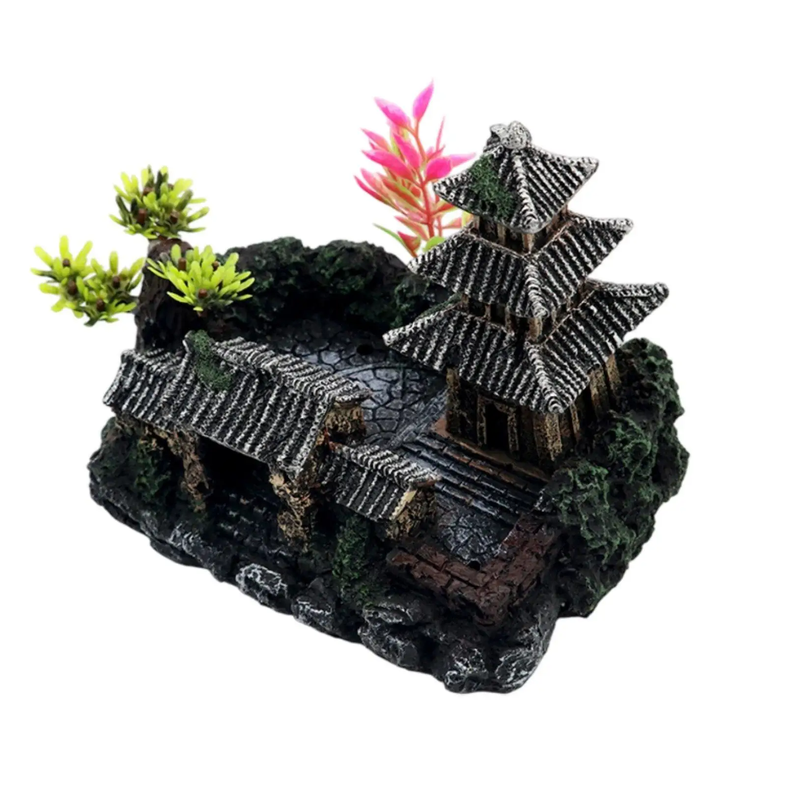 Chinese Design Aquarium Landscape PH Neutral Aquarium Pagoda Decoration
