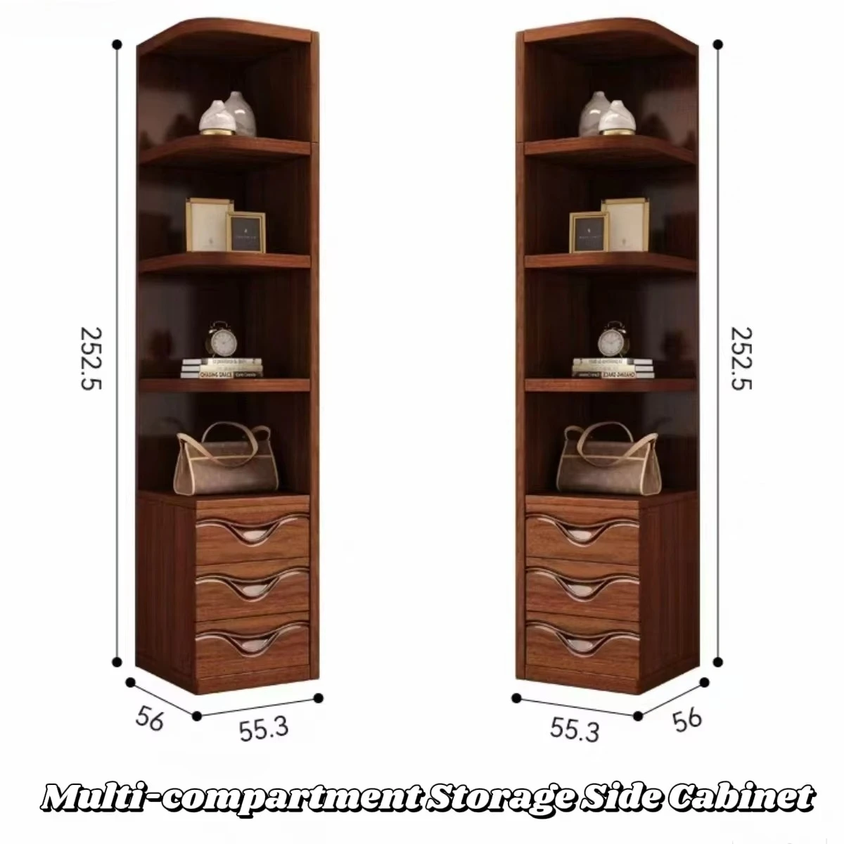 Walnut solid wood wardrobe for bedroom adopts modern design, sturdy and durable, environmentally friendly independent wardrobe