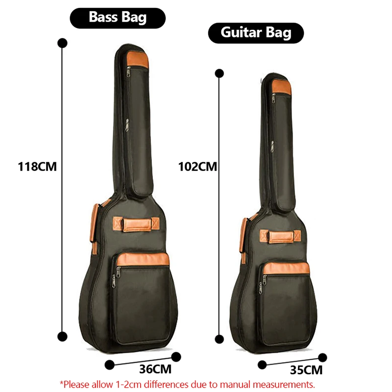 Electric Bass Guitar Bags 600D Waterproof Acoustic Guitar 8mm Thichen Padded Cover Shoulder Straps Black Gig Handbags XA261M