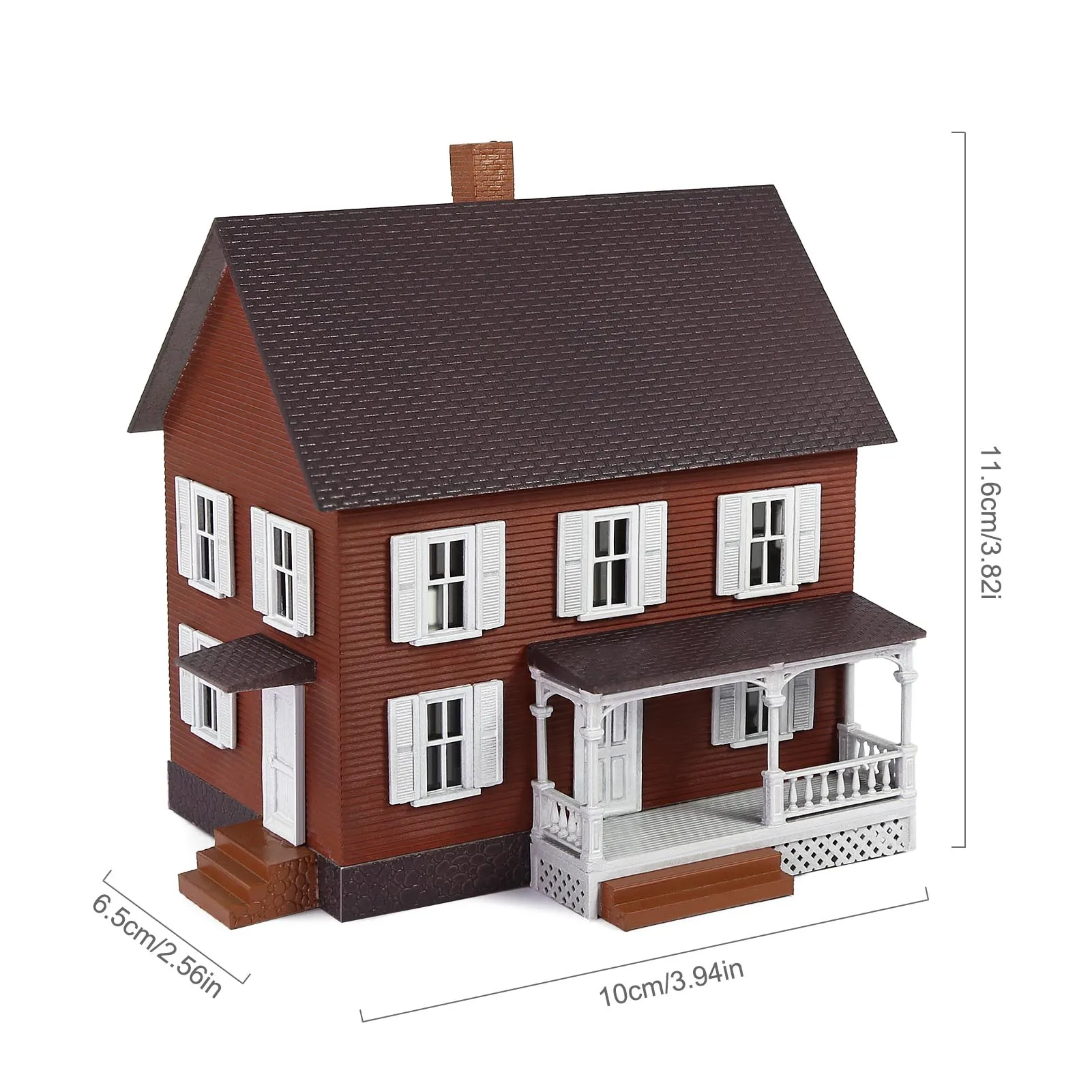 Evemodel HO Scale Village House with Porch Architectural Building Assembled Painted JZ8709