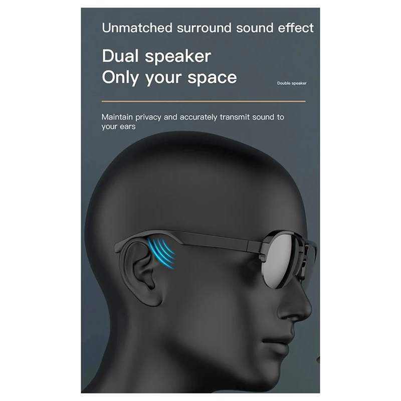 RISE-F08 Gafas de sol Bluetooth Gafas inteligentes Llamadas manos libres Gafas de sol de música Adecuado para auriculares Bluetooth móviles