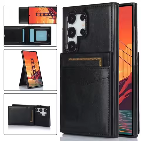 PU Leather Phone Case for Samsung Galaxy S23 S21 FE S25 S24 S22 Plus Ultra A14 A54 A35 A55 A16 A06 A36 A56 Wallet with Card Hold