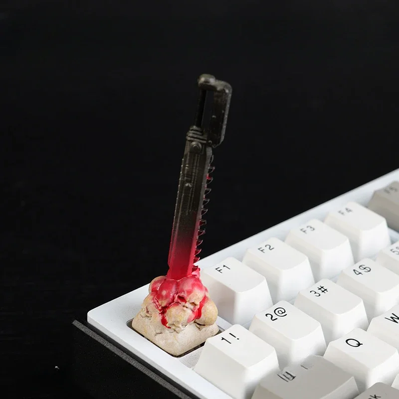 Chainsaw Skull Artisan Point Keycaps Custom Handmade Personalized Cartoon Decoration Gaming KeyCap for Mechanical Keyboard Gift