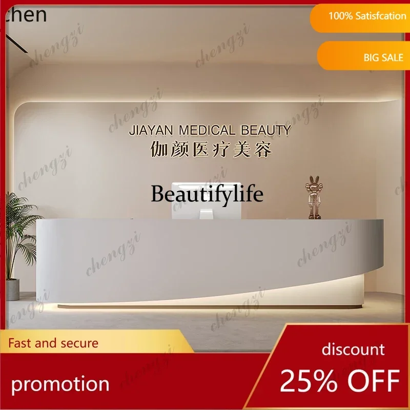 ZML Office Painted Bar Counter Company Hotel Yoga Studio Training Class Front Desk Reception Cashier Counter