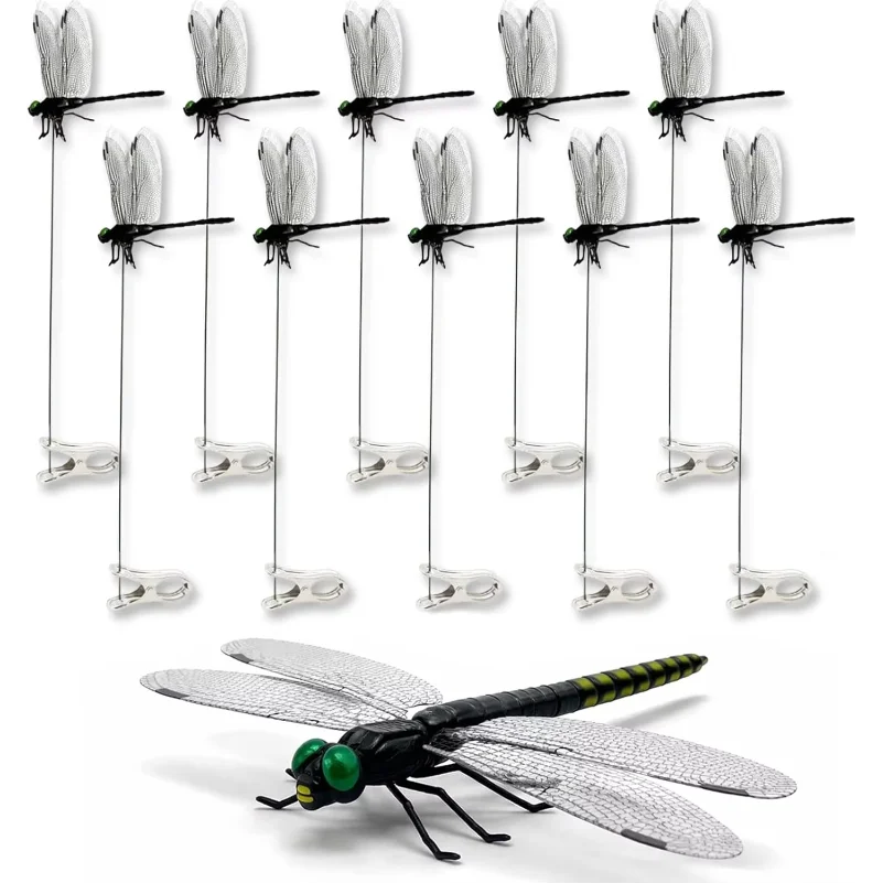 

12Pcs Dragonfly Clip Plastics Dragonfly for Garden Stakes Decor Yard Ornaments for Hat,Fly Scare Devices for Indoor Outdoor