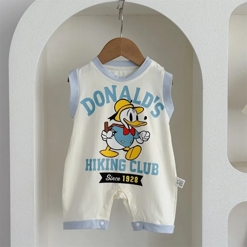 

Летний комбинезон без рукавов для маленьких девочек и мальчиков, 1 шт., тонкий комбинезон с буквенным принтом утки для новорожденных, повседневная одежда для младенцев, носки A6525