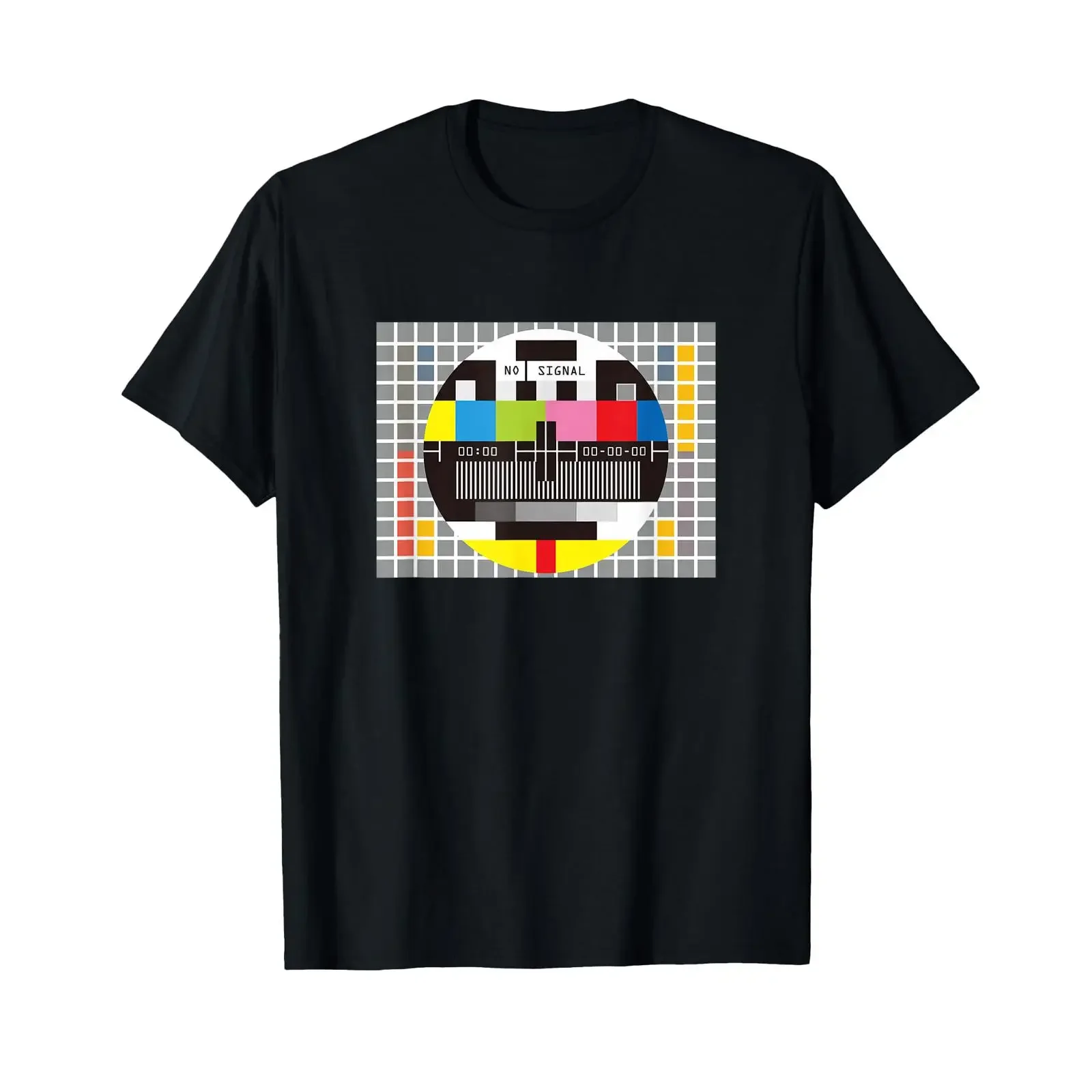 TV Test Screen Without Signal Color Pattern T Shirt vintage Washed Casual streetwear homme Unisex designer clothes Stretched