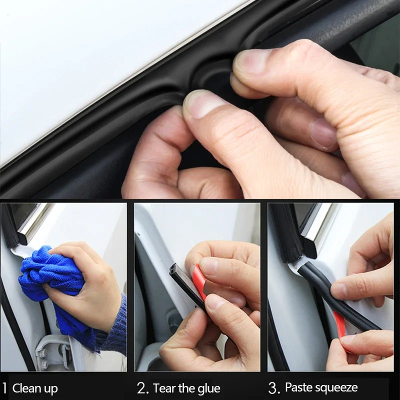 SEAMETAL Car Rubber Seals Sticker Sound Insulation Sealing Protector Weatherstrip Car Door Seal Strips 4M/5M/16M/25M B Shape