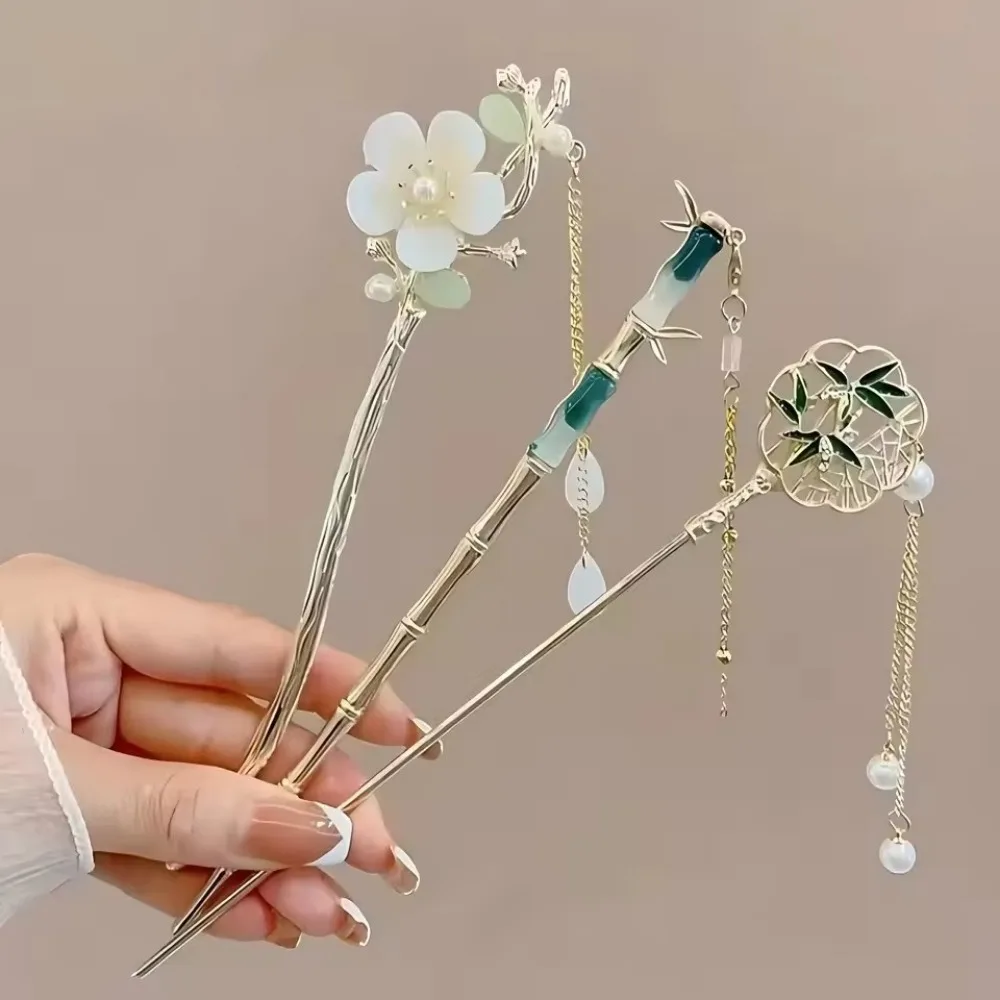 1/6pcs Elegant Chinese Style Tassel Hair Stick Traditional Floral Design Hairstyle Accessory Women Jewelry Hair pin Hairneedle view 6