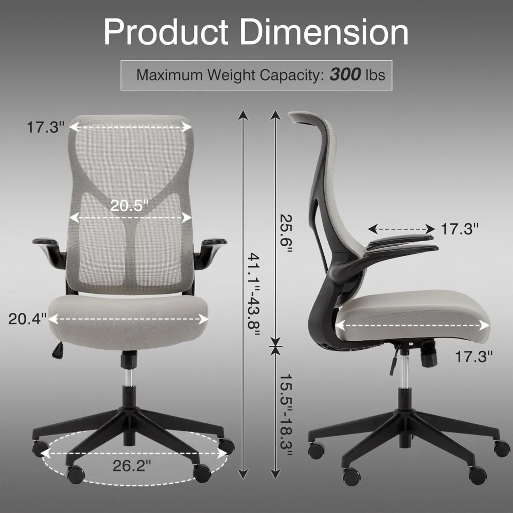 Ergonomic Mesh Office Chair with Lumbar Support, High-Back Design with Wheels Computer Swivel Desk Gaming Work Chair for Adults,