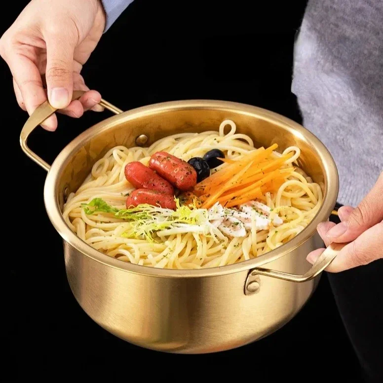 2Pcs Mini Military Camping Pot Double Ear With Lid Ramen Soup Instant Noodle Outdoor Home Multifunctional Cookware