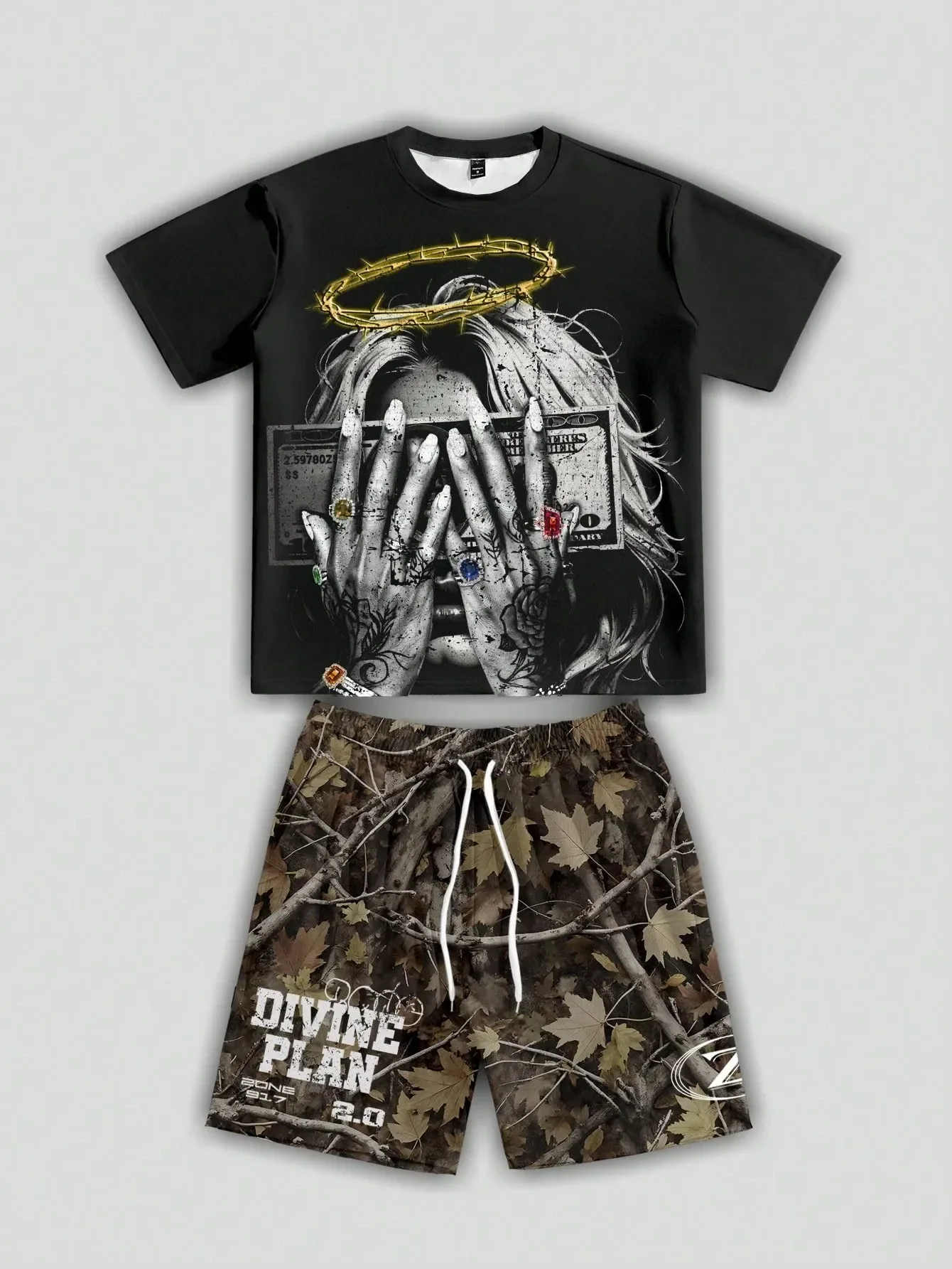 

Мужская одежда 2026: Дышащие и легкие шорты с коротким рукавом и буквенным принтом для роликовых коньков и хип-хопа