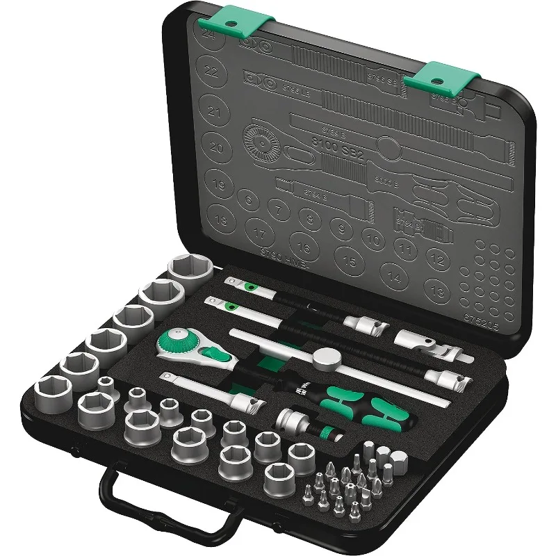 2 Zyklop 3/8 "Metrische Ratelset (Stuk Van 43) En 056490 Tool-Check Plus Bit Ratelset Met Sockets-Metrische Usa