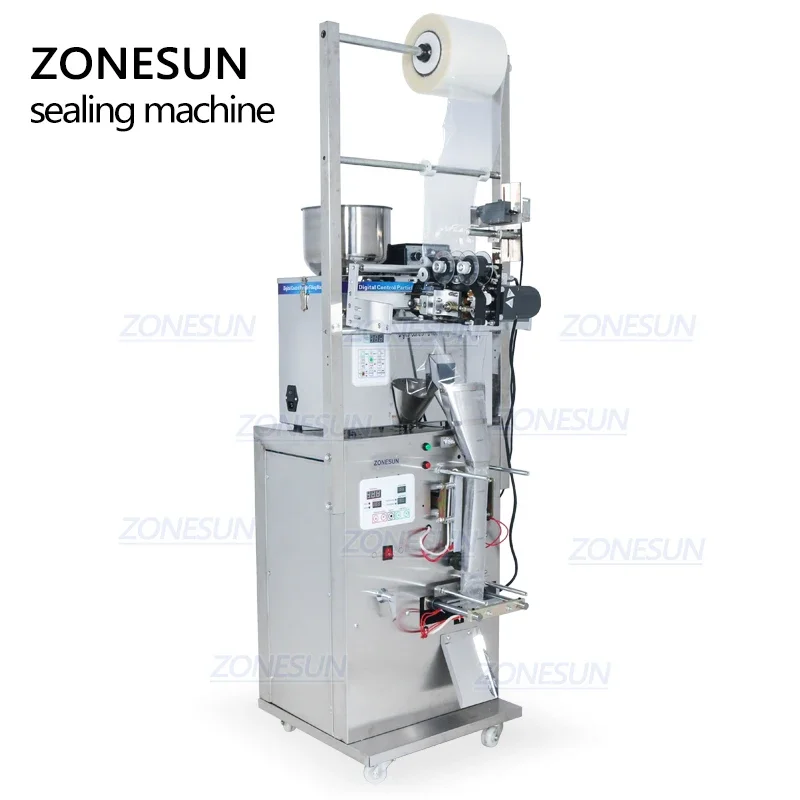 ZONESUN Automatic 2-50G Dry And Massive Power Filling Hardware Nut Automatic Powder Tea Surge Sealing Packing Machine