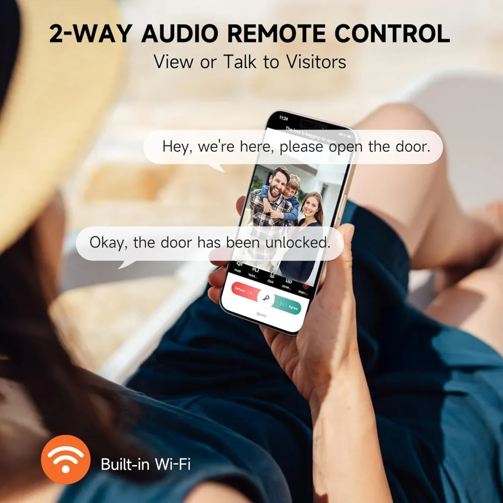 قفل باب دخول بدون مفتاح مع قفل باب ذكي ببصمة الإصبع للكاميرا مع جهاز تحكم عن بعد للتطبيق، رمز لوحة المفاتيح الإلكترونية المتصلة بتقنية Wi-Fi #3