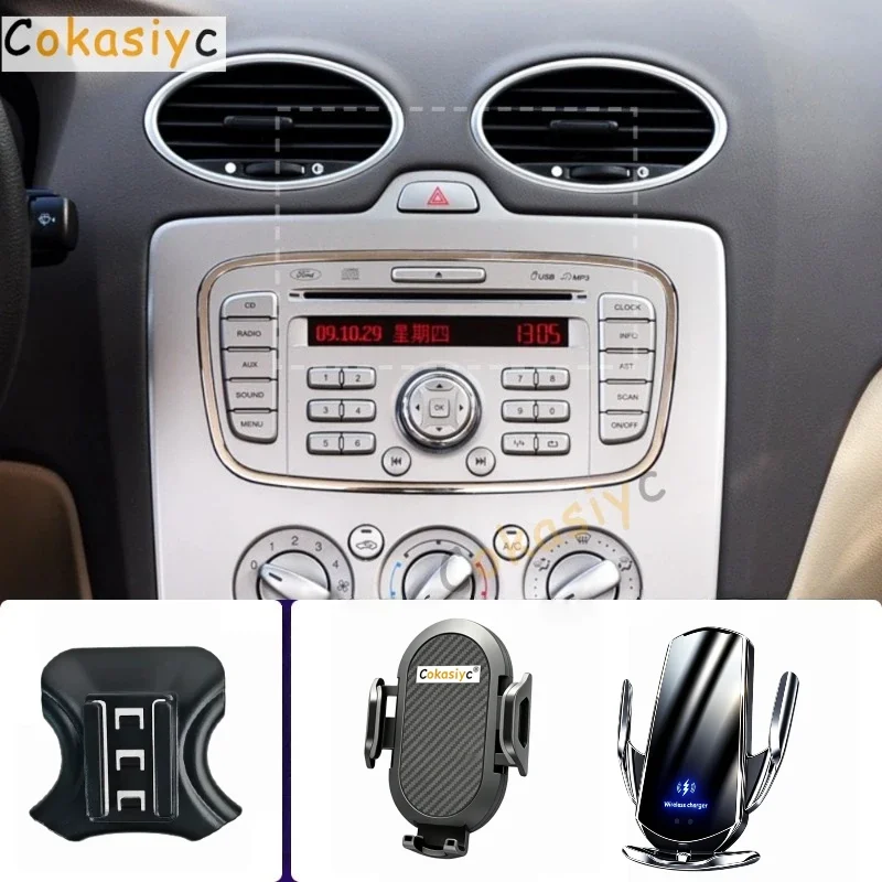 Car Phone Holder For Ford Focus MK2 2005 2006 2007 2008 2009-2011 Mobile Phone Mounts Car Wireless Charging Special Fixed Base