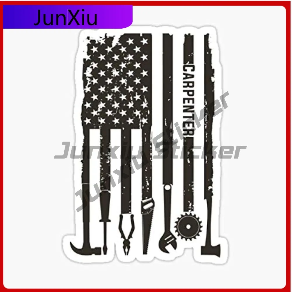 

Carpenter Hard Hat Sticker Blacked Out American Flag Usa Flag Creative Stickers For Car Bumper Truck Window Toolbox Hunting Acce