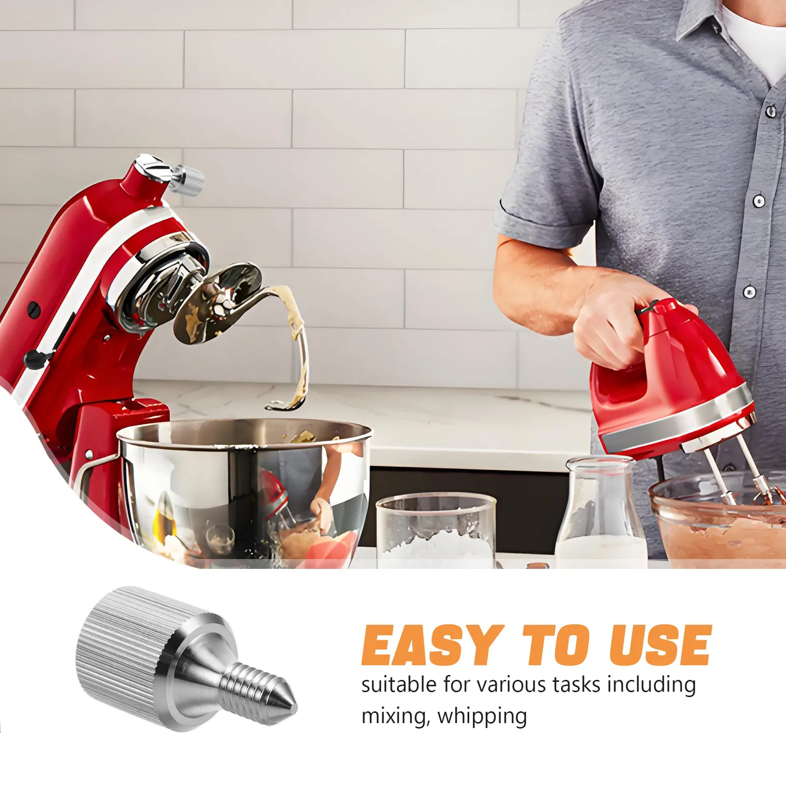Stainless Steel Mixer Screw Head Knob Replacement Part Attachment Hub for Kitchen Appliance Easy to Clean Versatile