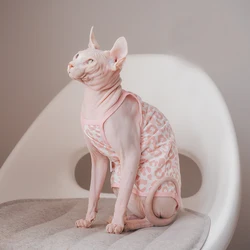 Sphynx Cat Clothing Sphinx Pink Cotton Vest Soft Cute Sleeveless Shirt Kittens Coat Breathable Devon Rex Soft Clothing