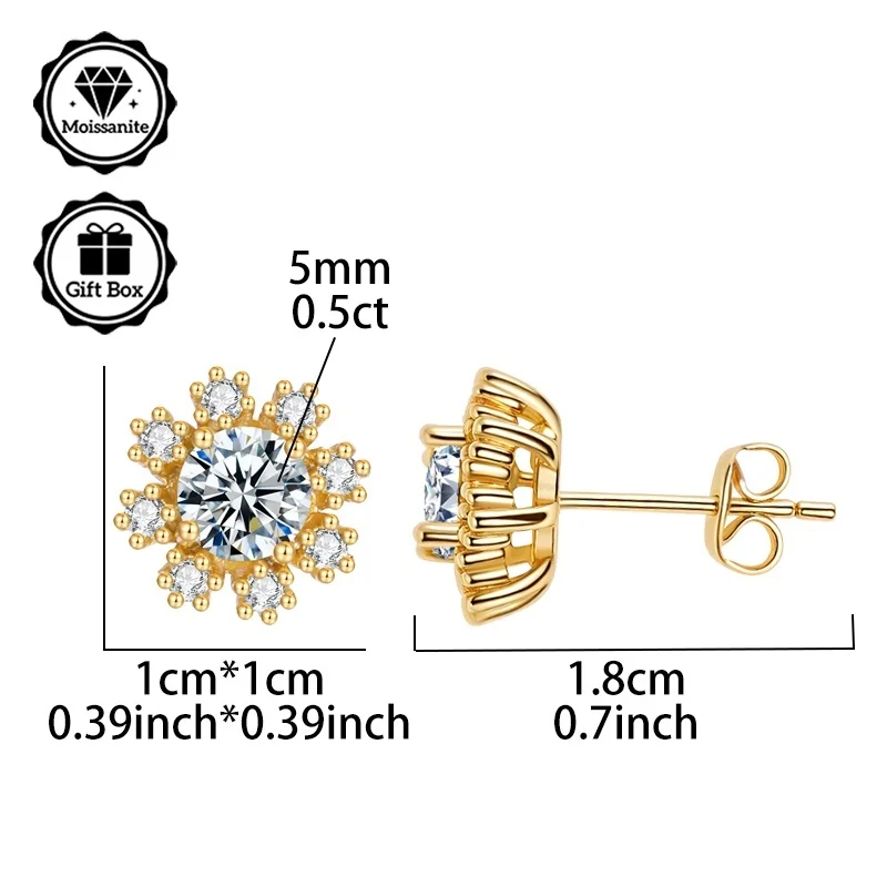 

LAMVOICE jewelry for women/stud earrings with 1 carat moissanite S925 sterling silver earrings mother's day gift for her