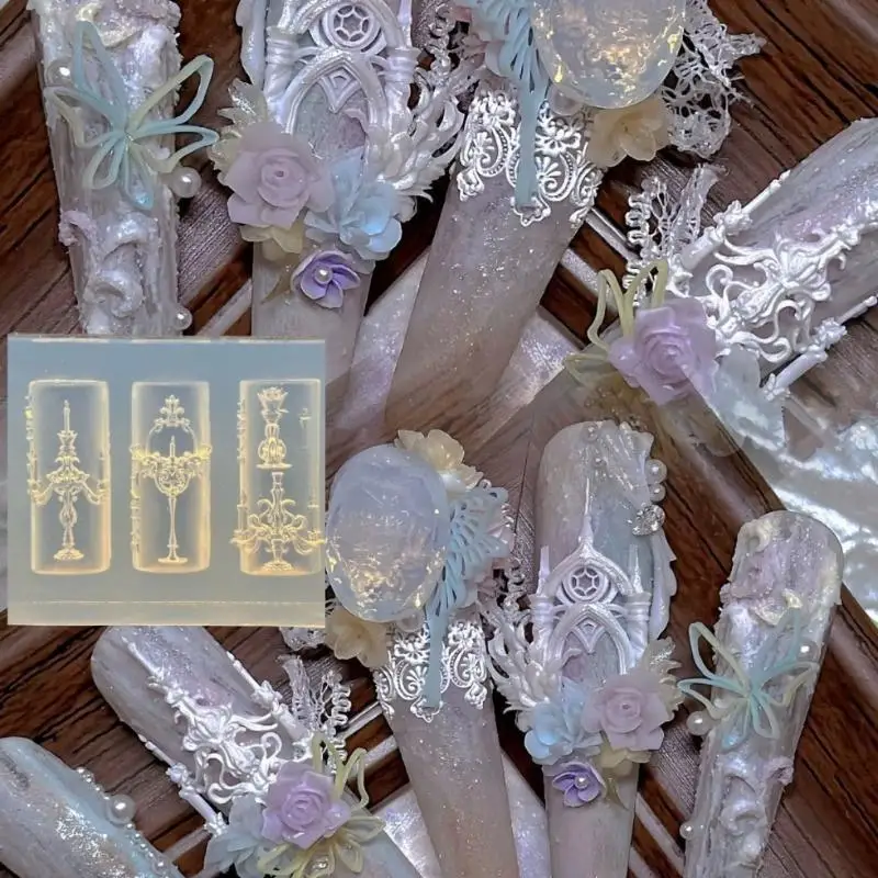 マニキュアデザインツール、かわいい豚の3Dネイルモールド。伝統的な中国風のキャッチーな花瓶キャンドルホルダー