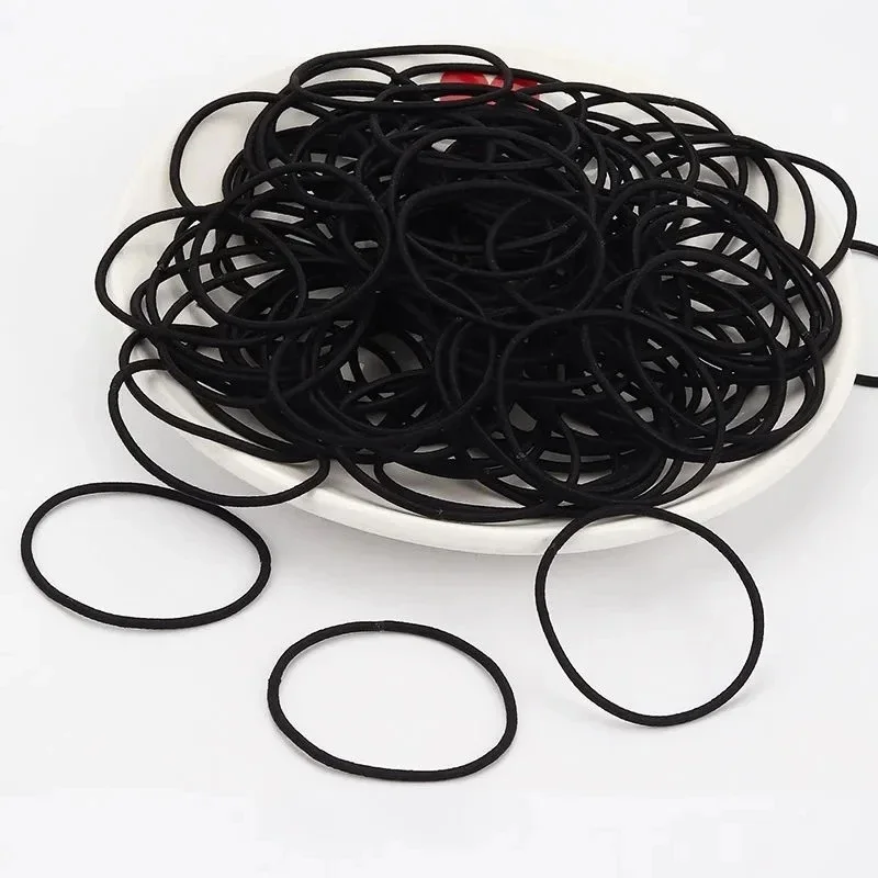 Nuovo 50/100 pezzi nero spesso senza intoppi elastici per capelli senza fine fasce per capelli coda di cavallo cravatte per capelli poliestere buona elasticità Pon tinta unita