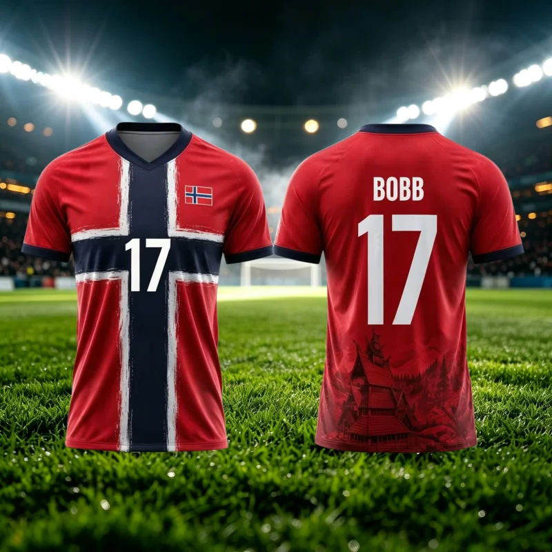 Modisches Sommer-Fußballtrikot Norwegen für Herren und Damen, Sportliches Kurzarm-T-Shirt für Training und Freizeit, Locker Sitzendes Oberteil für Familie und Kinder
