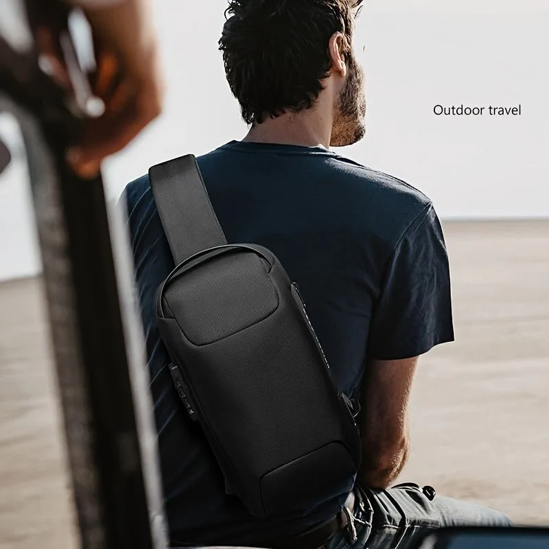 Sac messager Oxford USB étanche, sac à bandoulière antivol avec mot de passe, sac de poitrine de voyage multifonctionnel pour ordinateur pour hommes